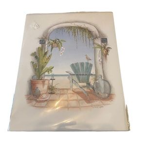 Carol Jean signed print art new in plastic beach front seaside coastal